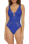 Becca Color Play Lace One-piece Swimsuit In Ultramarine