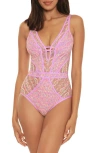 Becca Color Play Mesh One-piece Swimsuit In Orchid