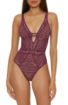 Becca Color Play Mesh One-piece Swimsuit In Purple