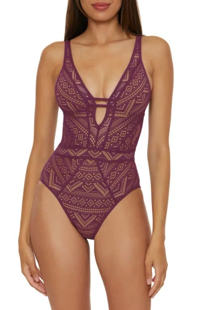 Becca Color Play Mesh One-piece Swimsuit In Purple
