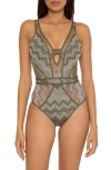 Becca Color Play Mesh One-piece Swimsuit In Seaweed