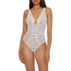 Becca Color Play Mesh One-piece Swimsuit In White/tan