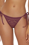 Becca Color Play Side Tie Bikini Bottoms In Aubergine