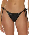 Becca Color Sheen Bikini Bottom Women Aubergine Tie Side Swimwear Buu1224 In Black