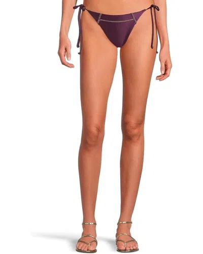 BECCA BECCA COLOR SHEEN BIKINI BOTTOM WOMEN AUBERGINE TIE SIDE SWIMWEAR BUU1224