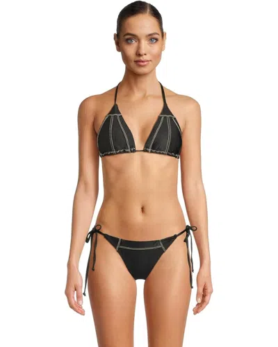 Becca Color Sheen Cheryl Triangle Bikini Top Womens Black Swimwear Ddr2838