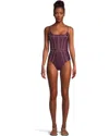 Becca Color Sheen Makenna Corest Swimsuit Womens Purple Satin One Piece Red354 In Pattern