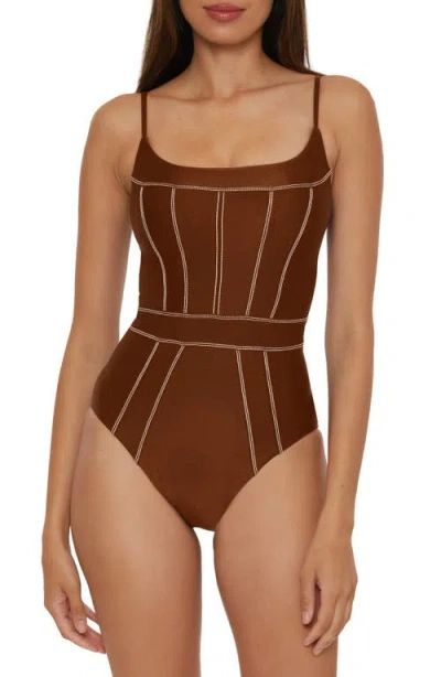 Becca Color Sheen One-piece Swimsuit In Brown