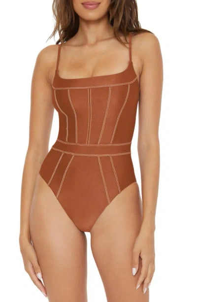 Becca Colour Sheen One-piece Swimsuit In Brown