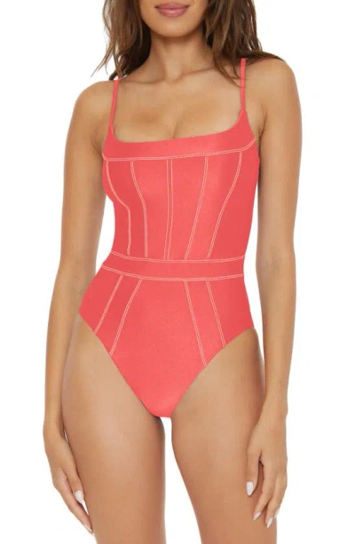 Becca Colour Sheen One-piece Swimsuit In Coral