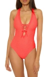 Becca Connect Plunge One-piece Swimsuit In Red