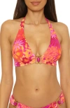 Becca Womens Copacabana Halter Bikini Top Hipster Bottoms In Multi