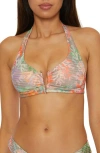 Becca Coral Reef Halter Bikini Top In Coral Multi