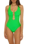 Becca Corset Back One-piece Swimsuit In Green