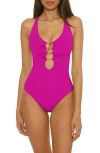 Becca Corset Back One-piece Swimsuit In Pink