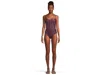 Becca Corset Swimsuits One Piece Womens Brown Striped Stretch Beach Buu367 In Brown