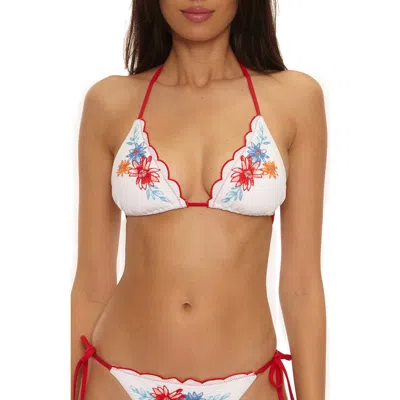 Becca Countryside Embroidered Bikini Top In Black