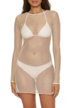 Becca Cozumel Long Sleeve Mesh Cover-up Tunic In Ecru