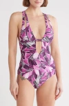 Becca Cut Out Plunge One-piece Swimsuit In Flutter