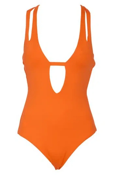 Becca Deep V-neck Teardrop One-piece Swimsuit