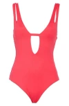 Becca Deep V-neck Teardrop One-piece Swimsuit In Pink