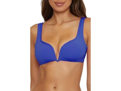 Becca Erin Bralette Bikini Top Women's Blue Stretch V-wire Swimwear Buu1053