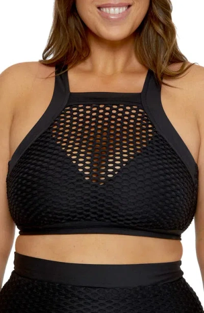 Becca Etc . Castaway High Neck Bikini Top In Black