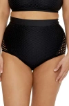 Becca Etc Women's Castaway Textured High Waist Bikini Bottoms In Black