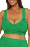 Becca Etc . Colorcode Shirred Bikini Top In Green
