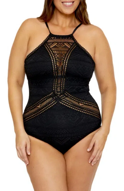 Becca Etc . Colorplay Lace Overlay One-piece Swimsuit