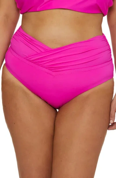 Becca Etc . Marble Canyon High Waist Bikini Bottoms In Pink