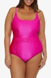Becca Etc . Monte Carlo Belted Rib One-piece Swimsuit