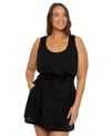 Becca Etc Plus Size Beach Date Burnout Knit Dress Cover-up In Black