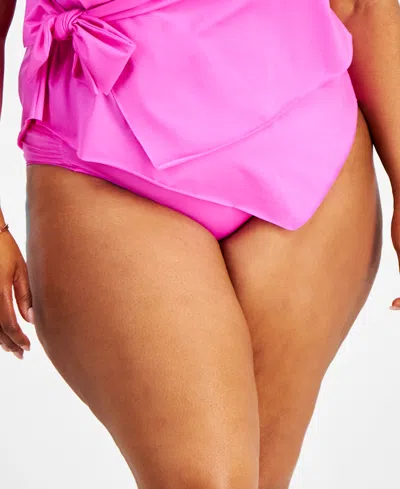 Becca Etc Plus Size Color Code Hipster Bikini Bottoms In Vivid Pink
