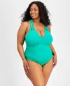 BECCA ETC PLUS SIZE COLOR CODE STRAPPY ONE-PIECE SWIMSUIT