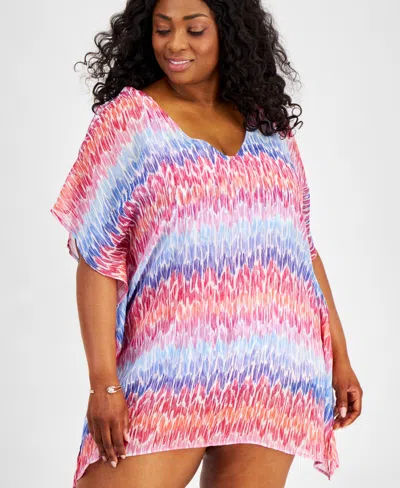 Becca Etc Plus Size Joshua Tree Flutter-sleeve Tunic Cover-up In Multi