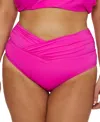 Becca Etc Plus Size Marble Canyon High Waist Bikini Bottoms In Pink