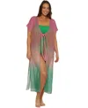Becca Etc Plus Size Sunset Ombre Maxi Crochet Tunic Cover-up In Multi