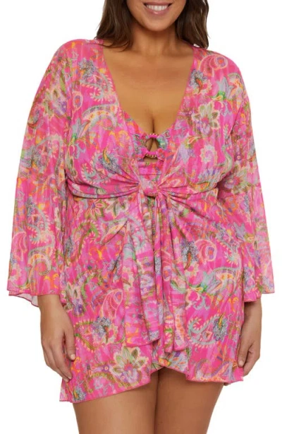 BECCA ETC BECCA ETC. POLYNESIA PAISLEY MESH COVER-UP TUNIC