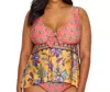 Becca Etc. Tapestry Bloom Tie Front Tankini In Multi In Multi