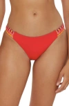 Becca Fiesta American Basket Weave Trim Bikini Bottoms In Fire