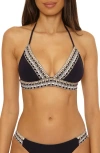 Becca Fiesta Halter Bikini Top In Black
