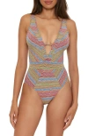 BECCA BECCA FREE SPIRIT PLUNGE ONE-PIECE SWIMSUIT