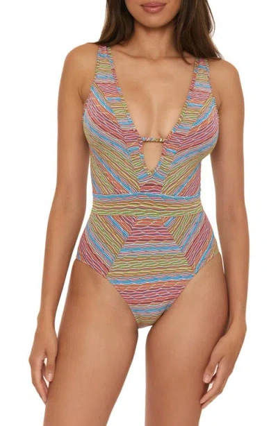 Becca Free Spirit Plunge One-piece Swimsuit In Multi