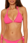 Becca Frills Triangle Bikini Top In Pink