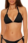 Becca Frills Triangle Bikini Top In Black