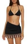 Becca Fringe Cover-up Miniskirt In Black