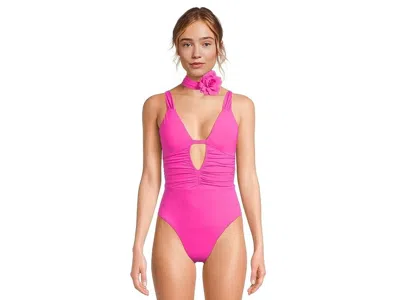 Becca Garden Of Eden Magnolia Plunge One Piece Swimsuits Women's Azalea Buu332 In Pink