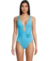 Becca Garden Of Eden Magnolia Plunge Swimsuits Womens Pool One Piece Kfc58 In Blue