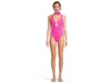 Becca Garden Of Eden Magnolia Plunge Women's Azalea One Piece Swimsuits Red308 In Pink